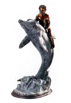 Boy sitting on the dolphin (Fountain) 17x20x36 cm.