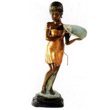 Girl standing carry the lotus leaf (Fountain) 52x36x98 cm.